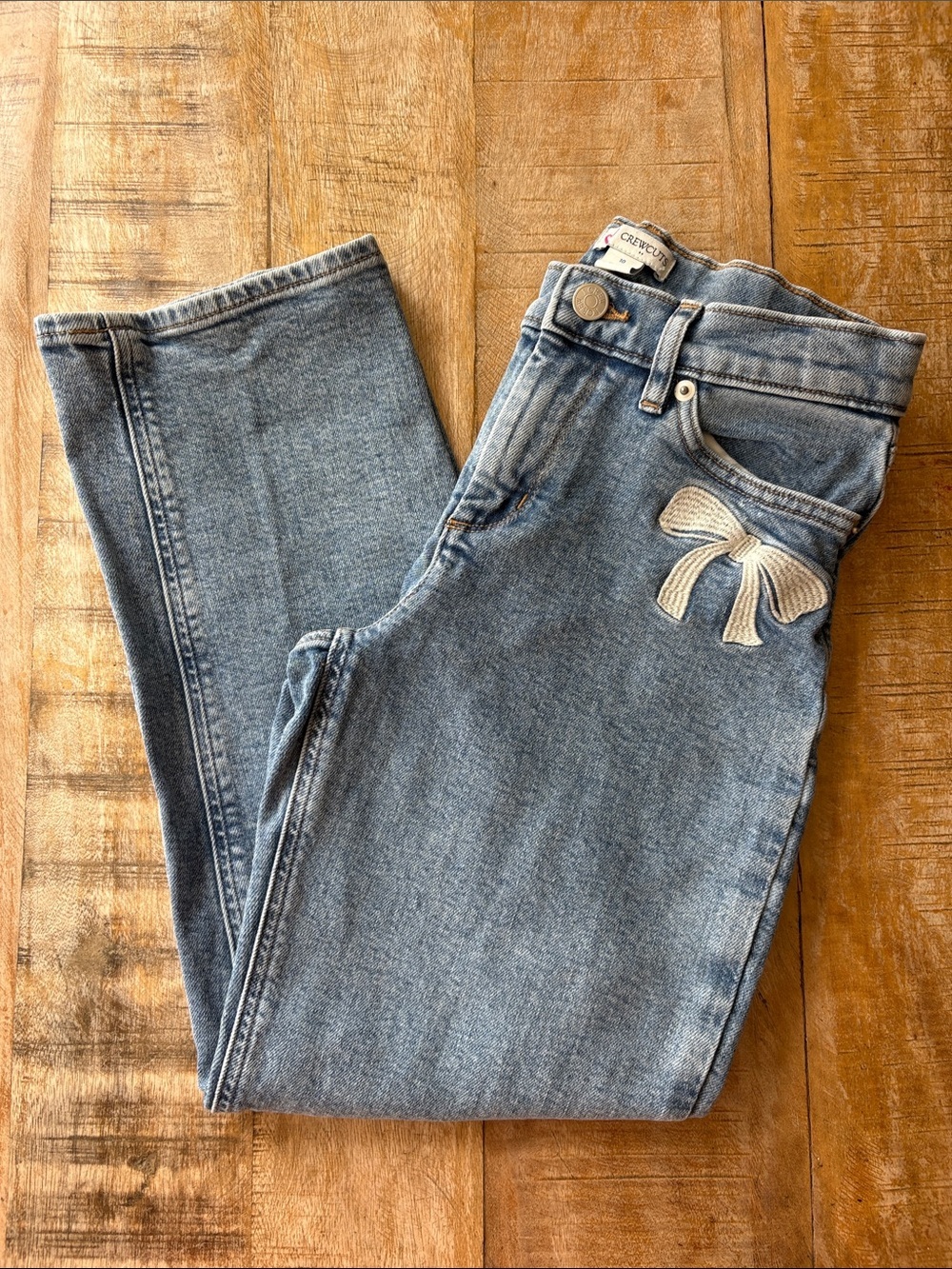 Crewcuts Girls Straight Jeans with Embroidered Bows size 10